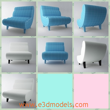3d model the armless chair in blue - This is a 3d model of the armless chair in blue,which was made in modern style and the legs of the sofa is short and stable.