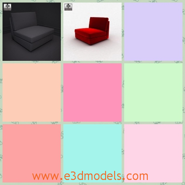 3d model the armless chair in red - This is a 3d model of the armless chair in red,which is one-seat chair actually.The chair can be placed in the bedroom or in the office depending on the personal hobby.