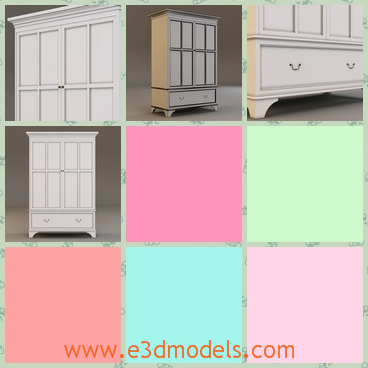 3d model the armoire - This is a 3d model of the armoire in white,which is large enough to store clothes and the model is great.