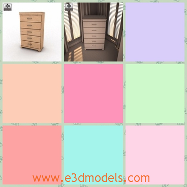 3d model the ashley chest with five drawers - This is a 3d model of the ashley chest with five drawers,which are painted and the surface is smooth and soft to touch.