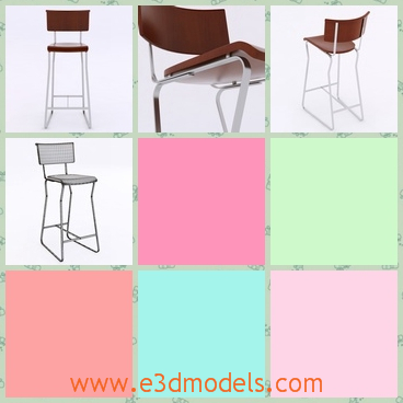 3d model the bar chair with long legs - This is a 3d model of the bar chair with long legs,which is high and fit for the bars.The chair is hard to sit on.
