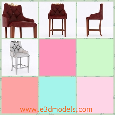 3d model the bar stool - This is a 3d model of the bar stool,which has long legs in order to reach the bar counter in the bars.