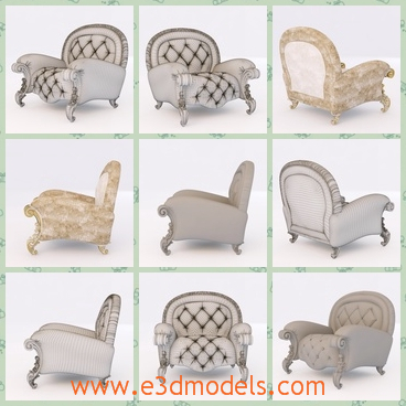 3d model the baroque armchair - This is a 3d model of the baroque armchair,which is white and has the finest ornaments with it.