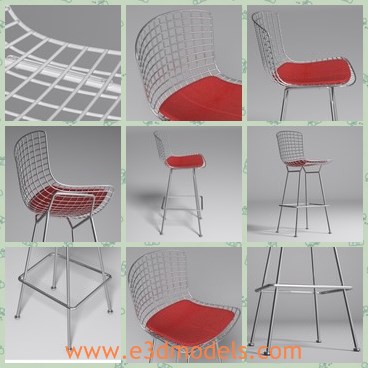 3d model the barstool - Thi is a 3d model of the barstool,which is tall and stable.The legs of the chair is made of steel material.