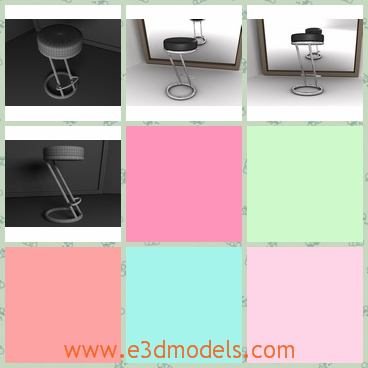 3d model the barstool - This is a 3d model of the barstool,which is modern and has special legs.The model has a round surface.
