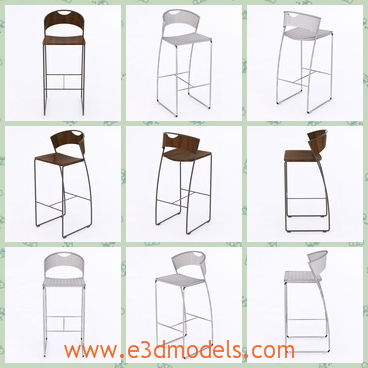 3d model the barstool with queer legs - This is a 3d model of the barstool with queer legs,which is tall and solid to sit on.The stool is hold by severl thin steel.
