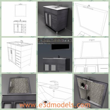 3d model the basin - This is a 3d model about the basin in bathroom,which is modern and clean.The model is the common cabinet in life.