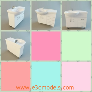 3d model the basin - This is a 3d model of the basin,which has a modern tap in it.The realistic model of bathroom furniture ready to use in your scene.