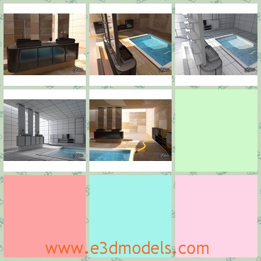 3d model the bathroom of the house - This is a 3d model of the bathroom of a house,which is luxury and modern.The model has the modern bathtub and bath inside of it.