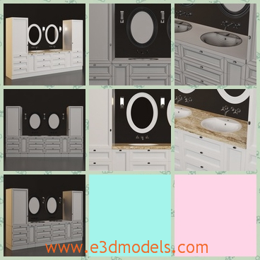 3d model the bathroom with sinks - This is a 3d model of the bathroom with sinks,which is built in modern style.The model is large and comfortable.