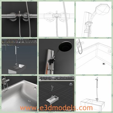 3d model the bathtub - THis is a 3d model of the bathtub,which contains the bath shower,the faucet and the basin.