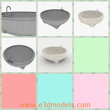 3d model the bathtub - This is a 3d model of the bathtub,which is large and round.The tub is created for kids.