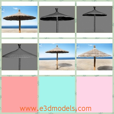 3d model the beach umbrella - This is a 3d model of the beach umbrella,which is round and useful besides the sea.