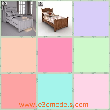 3d model the bed for kids - This is a 3d model of the bed for kids,which is small and cute.The model is made of wood and with a back.