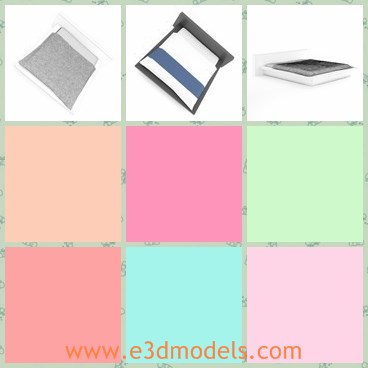 3d model the bed in grey - This is a 3d model about the bed in grey,which is mental and made with mattresss.The model is clean and popular.