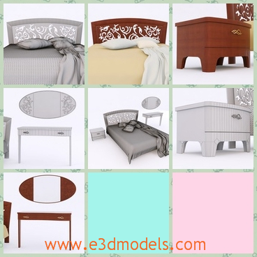 3d model the bed in modern style - This is a 3d model of the bed in modern stylw,which is in the finest style and the furniture is long and spacious.