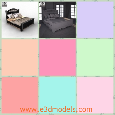 3d model the bed in several pillows - This is a 3d model of the bed in several pillows,which  were created with V-Ray rendering engine, lighting setup is not included to the model