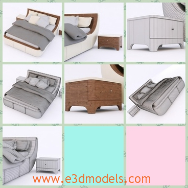 3d model the bed in the bedroom - This is a 3d model of the bed in the bedroom,which is a famous and popular furniture nowadays.