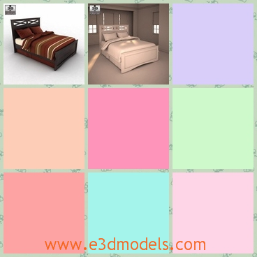 3d model the bed in the room - This is a 3d model of the bed in the room,which is made in wood and the bed is modern and common.