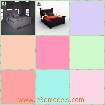 3d model the bed with a mattress - This is a 3d model of the bed with a mattress,which is large and comfortable to lie on.