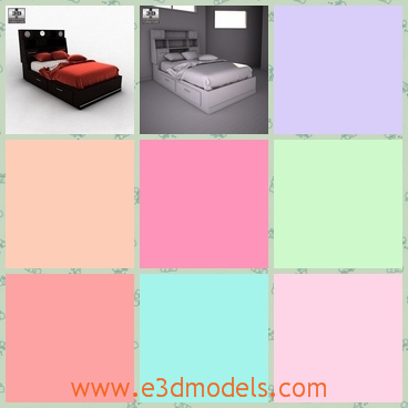 3d model the bed with a quilt - This is a 3d model of the bed with a quilt,which is comfortable and long.The bed is made of the wood and the quilt is made of the velvet.