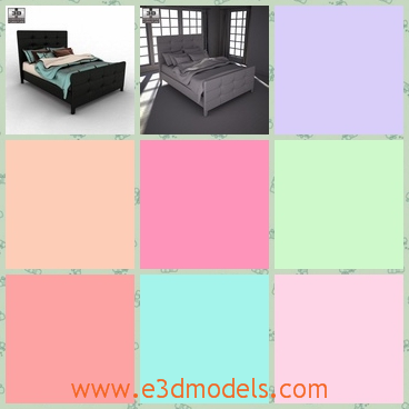 3d model the bed with a quilt and pillows - This is a 3d model of the bed with a quilt and pillows,which is placed in the middle of the room and the black one is more popular.