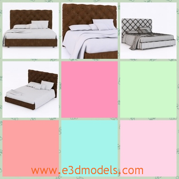 3d model the bed with mattress - This is a 3d model of the bed with mattress,which has the pillows on it.THe model is big and model is made in modern style.