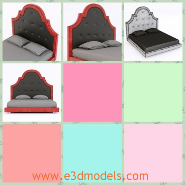 3d model the bed with pillows - This is a 3d model of the bed with pillows,which is made in the ancient style and it is so pretty to sleep on.