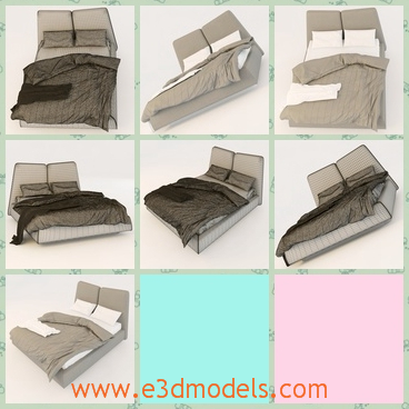 3d model the bed with twins back - This is a 3d model of the bed with twins back,which is long and modern style.The model is popular amongst the youth.