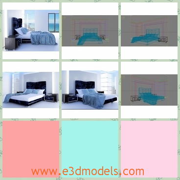 3d model the bedroom - This is a 3d model of the bedroom,which is designed in modern style.The room has a nightstand,a table,a pillow and the window with it.