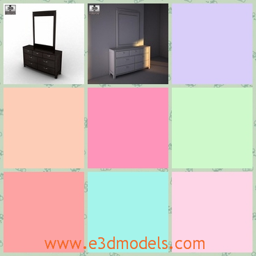 3d model the bedroom with a dresser - This is a 3d model of the bedroom,which has the special dresser with a mirror.The model is the most modern style and comfort go hand in hand with the rich contemporary design.