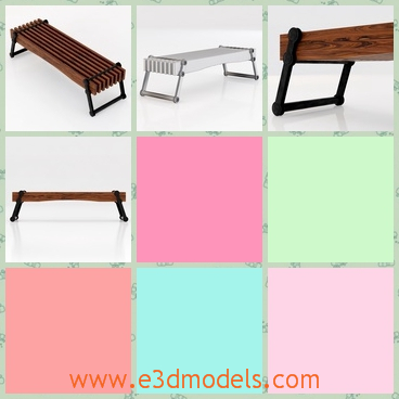 3d model the bench - This is a 3d model of the bench on the floor,which is long and made of wood and steel.The model is narrow but solid.