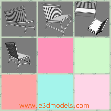 3d model the bench in the garden - This is a 3d model of the bench in the garden,which is wooden type.The model is long and realistic.