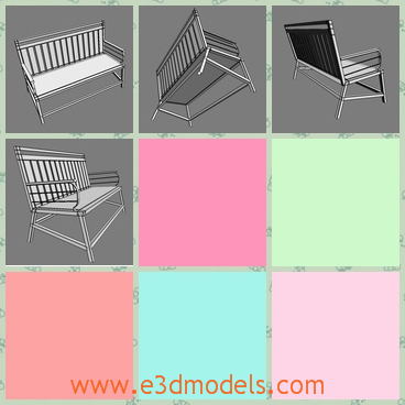 3d model the bench in the park - This is a 3d model of the bench in the park,which is the common type in the garden and park.The model is made of wooden materials.