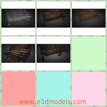 3d model the bench in the park - This is a 3d model of the bench in the park,which is the wooden type.The model is long and practical.