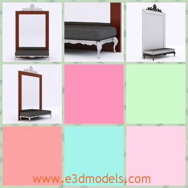 3d model the bench with a mirror - This is a 3d model of the bench with a mirror ,which is long and clean.The model is a fashion in the bedroom.
