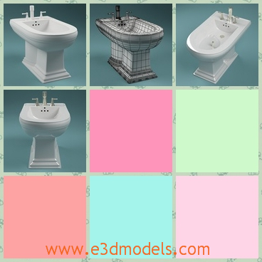 3d model the bidet in the bathroom - This is a 3d model of the bidet in the bathroom,which is modern and white.The model is made in high quality.