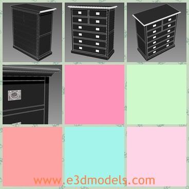 3d model the black cabinet - This is a 3d model of the black cabinet,which is made with several drawers.The model can be used in any of your projects.