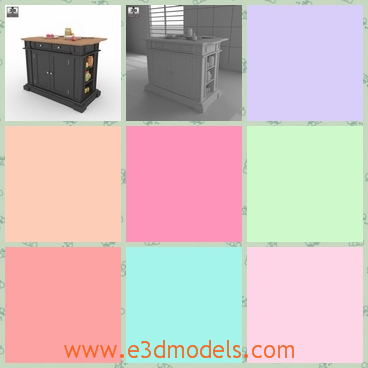 3d model the black cabinet in the kitchen - This is a 3d model of the black canibet in the kitchen,which is the sideboard.This model is made in ance with the proportions and sizes of real furniture.