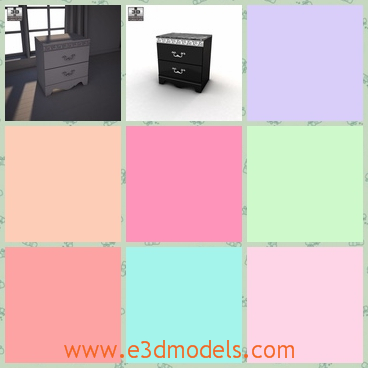 3d model the black nightstand - This is a 3d model of the black nightstand,which is not including the lighting setup, but alive with ornate detailing and a rich traditional beauty.