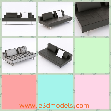 3d model the black sofa - This is a 3d model of a black sofa,which is also called the daybed sofa,because is can also be used as the bed in the daytime.