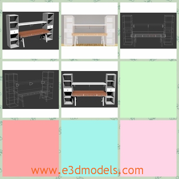 3d model the bookcase with a desk - This is a 3d model of the bookcase with a desk,which is large and commodious and the shelf is made in the modern style.
