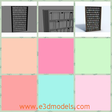 3d model the bookshelf with books - THis is a 3d model of the old bookcase
 with books,which is made of wooden materials.The bookcase is common in the libarary.