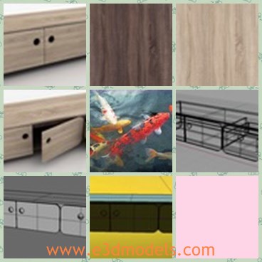 3d model the cabinet - This is a 3d model of the cabinet,which is modern and made with wooden and other materials.