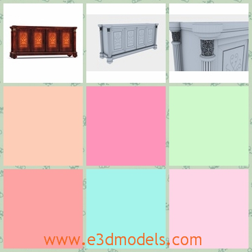 3d model the cabinet in ancient style - This is a 3d model of the cabinet in ancient style,which is long and spacious.The model can be used as the sideboard in the bedroom as well.