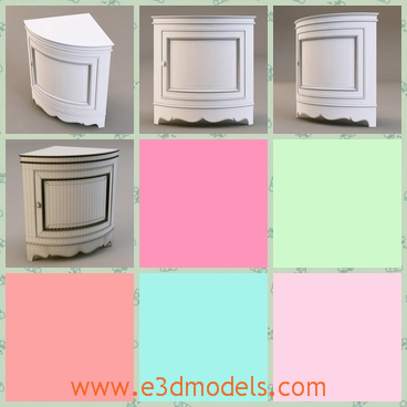3d model the cabinet in the ancient style - This is a 3d model of the cabinet in the ancient style,which is white and beautiful.The cabinet is fit for a corner of a room.