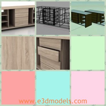 3d model the cabinet with drawers - This is a 3d model of the cabinet with drawers,which is made of oak materials.The model is modern and elegant.