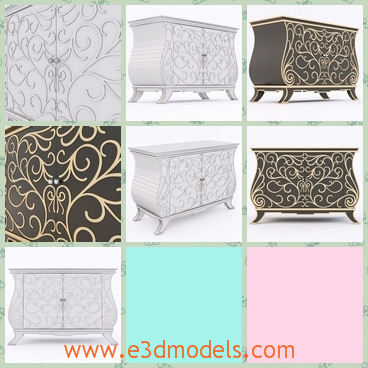 3d model the cabinet with fine decorations - This is a 3d model of the cabinet with fine decorations on it,which is fine and modern.The model is created by a famous creator.