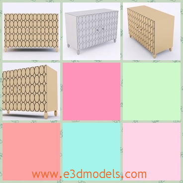 3d model the cabinet with oval shapes - This is a 3d model of the cabinet with oval shapes,which is commodious and spacious.The short legs are almost invisible.