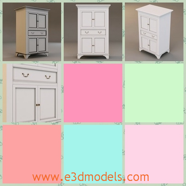 3d model the cabinet with short legs - This is a 3d model of the cabinet with short legs,which is tall and white.The model is made from the old fashionable style.